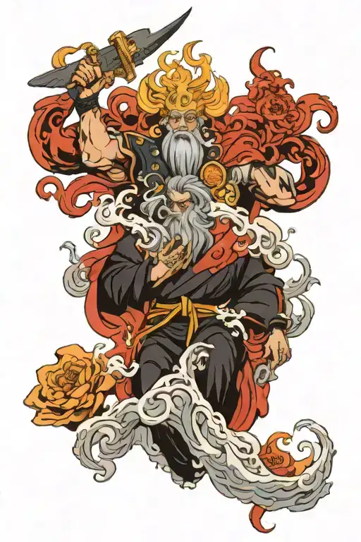 anime hades vs zeus god tattoo design idea