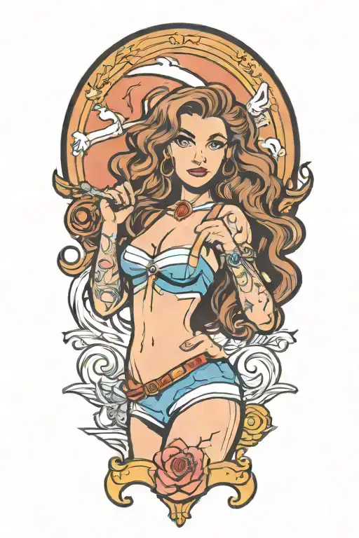 Hermione Granger pinup girl bikini tattoo design idea