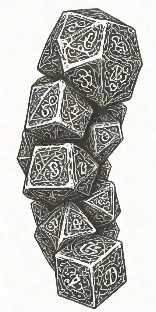 D&D dice set tattoo design idea