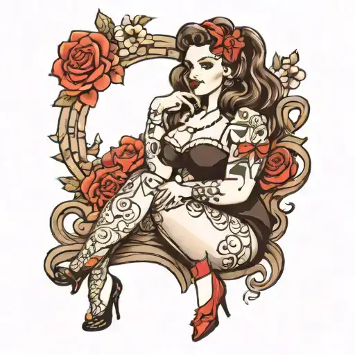 bbw pinup girl tattoo design idea