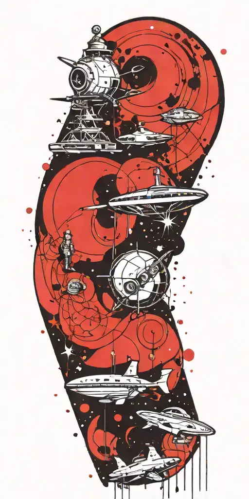 hitchhiker's Guide to the Galaxy themed sci-fi tattoo with a sense of humor tattoo design idea
