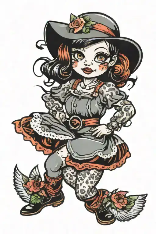 midget pinup girl tattoo design idea