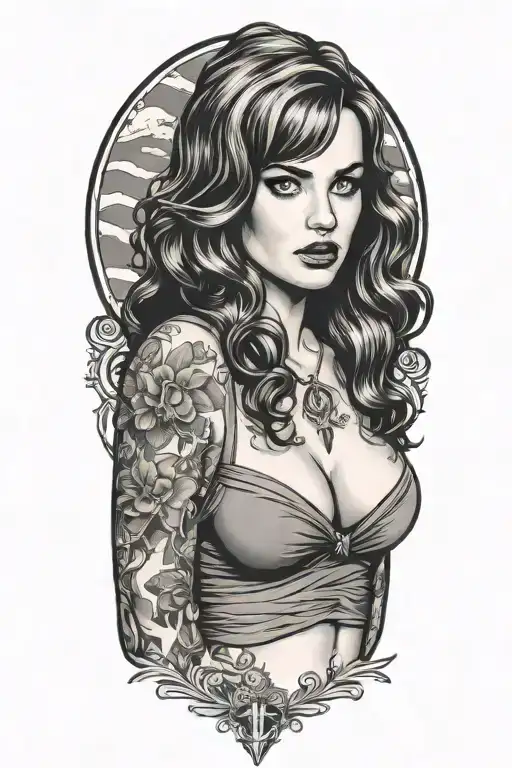 Hermione Granger pinup girl bikini tattoo design idea