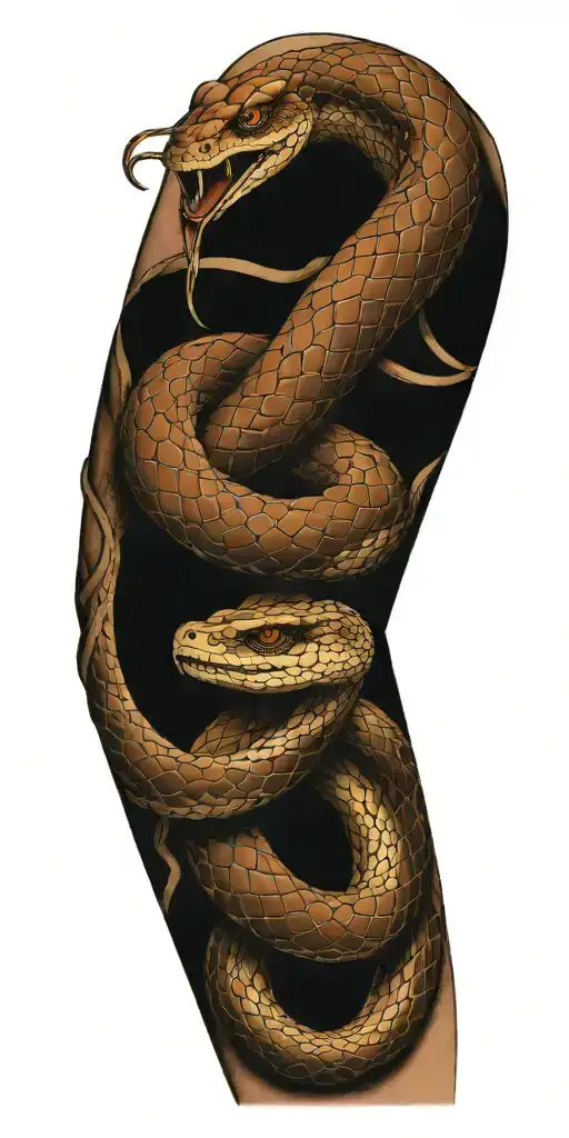 snake bursting out of the skin and wrapping around the arm tattoo design idea
