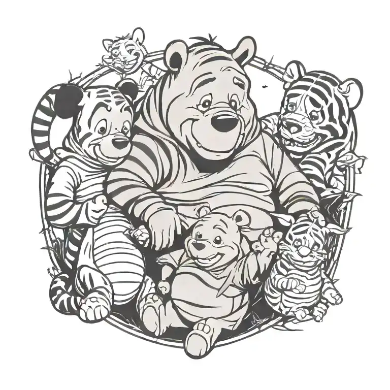 Winnie the Pooh, Tigger, and Eeyore  tattoo design idea