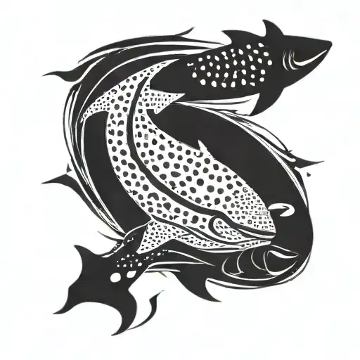 whale sharks swimming forming a yin yang symbol tattoo design idea