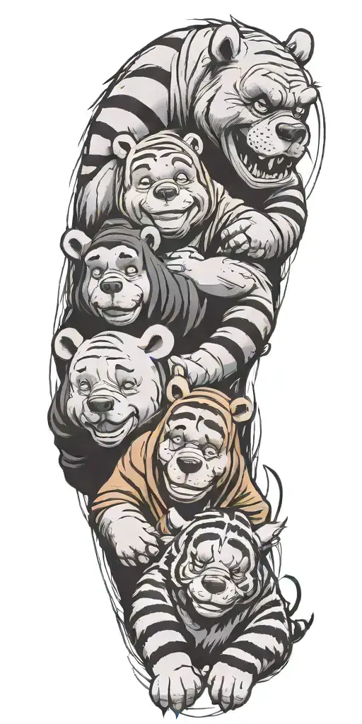 Winnie the Pooh, Tigger, and Eeyore  tattoo design idea