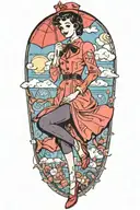Mary Poppins pinup girl nearly nude tattoo design idea