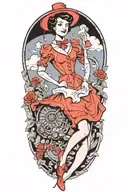 Mary Poppins pinup girl nearly nude tattoo design idea