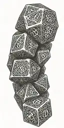 D&D dice set tattoo design idea