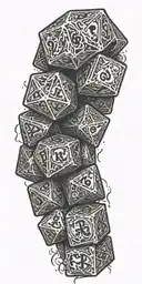 D&D dice set tattoo design idea