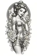 Disney Princess style pinup girl tattoo design idea