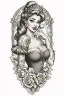 Disney Princess style pinup girl tattoo design idea