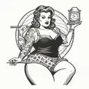 bbw pinup girl tattoo design idea