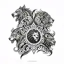 lion, Eagle, wolf surrounded tattoo design idea