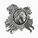 lion, Eagle, wolf surrounded tattoo design idea