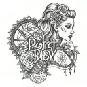 a ghetto white girl behind the projects with a quote saying project baby tattoo design idea