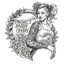 a ghetto white girl behind the projects with a quote saying project baby tattoo design idea