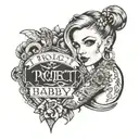 a ghetto white girl behind the projects with a quote saying project baby tattoo design idea