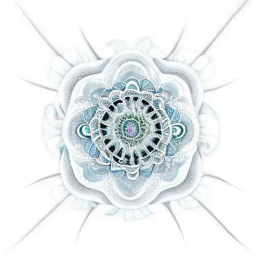 white mandala transforming into a jellyfish tattoo design idea