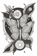 Luna moth moon and sun tattoo design idea