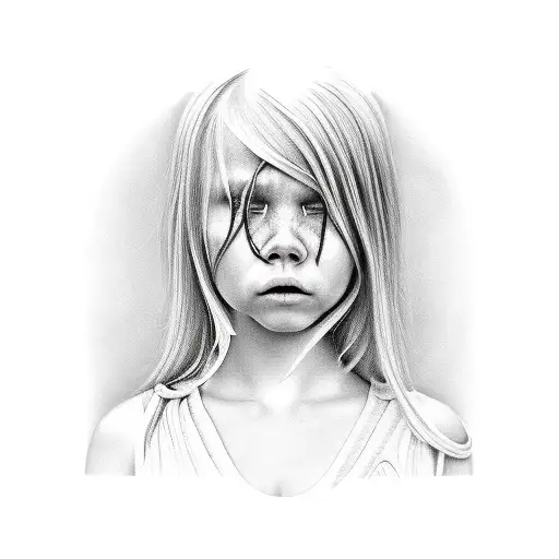crying girl tattoo design idea