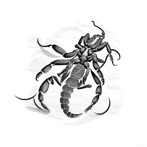 A scorpion and monkey facing off in a wilderness setting with math equations floating around them tattoo design idea