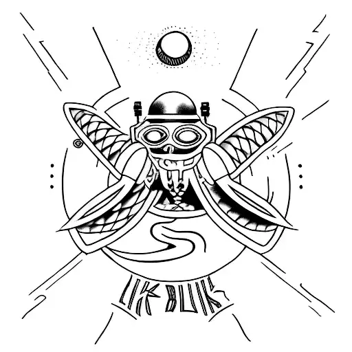 Minimalist tattoo of Blink 182 lyrics surrounded by extraterrestrial symbols tattoo design idea