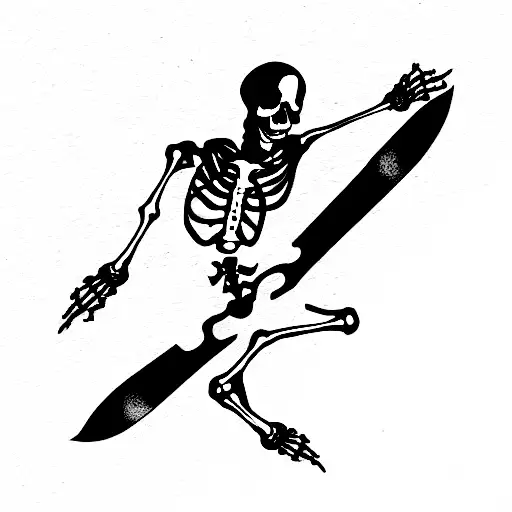 skeleton on skate tattoo design idea