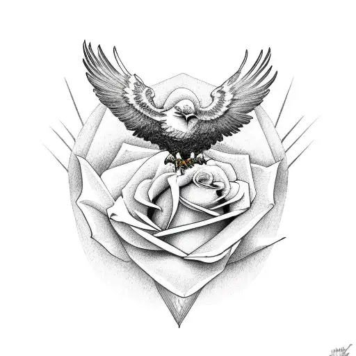 Rose eagle tattoo design idea
