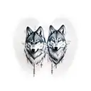 design a tattoo of two brothers as wolves symbolizing eternity with a rose and a gun with an arrow tattoo design idea