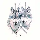 design a tattoo of two brothers as wolves symbolizing eternity with a rose and a gun with an arrow tattoo design idea