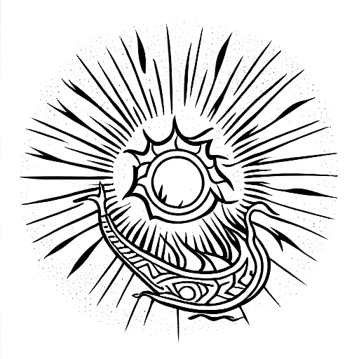 filipino sun with a dragon tattoo design idea