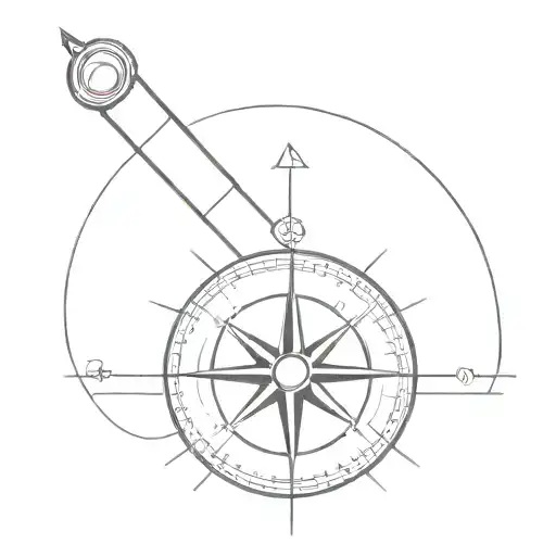 A minimalist compass design with the needle pointing towards the next destination on the world tour tattoo design idea