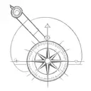 A minimalist compass design with the needle pointing towards the next destination on the world tour tattoo design idea