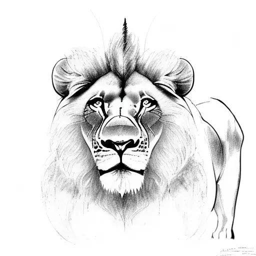 half the lion face on one side of the cross and lamb on the other side tattoo design idea