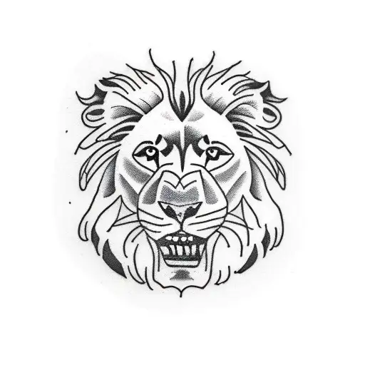 half the lion face  tattoo design idea