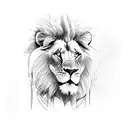 half the lion face on one side of the cross and lamb on the other side tattoo design idea