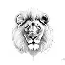 half the lion face on one side of the cross and lamb on the other side tattoo design idea