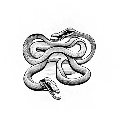 2 snakes together going straight  tattoo design idea