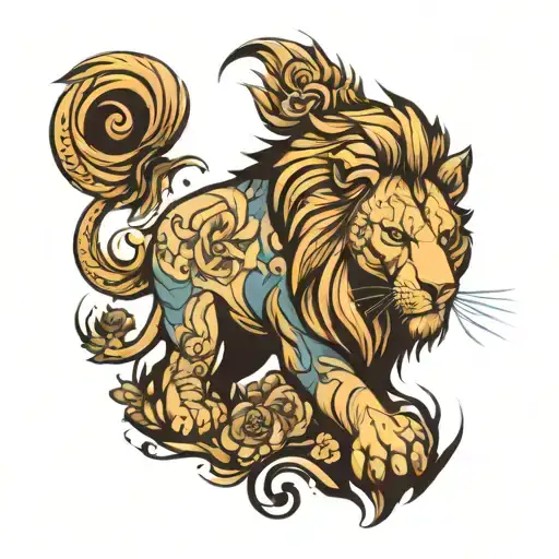Lion, elephant tattoo design idea