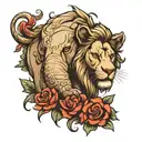 Lion, elephant tattoo design idea