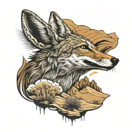 coyote    desert tattoo design idea