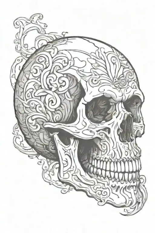 Skull Mysterious and Dark tattoo design idea