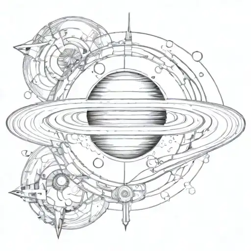 Symmetrical Saturn tattoo design idea