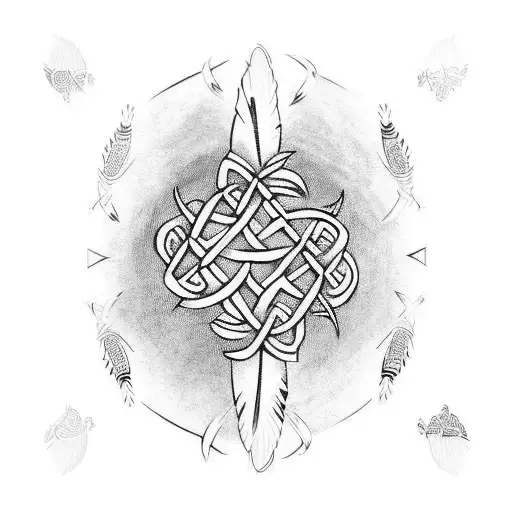 celtic shoulder armour with osprey feathers sticking out of the bottom tattoo design idea