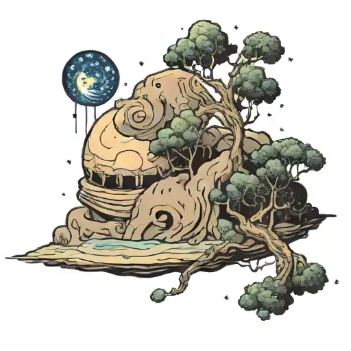  I want a tattoo that combines the starry night painting and the Sisyphus character. tattoo design idea