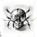 rose with thorns flame barbed wire brass knuckles skull tattoo design idea