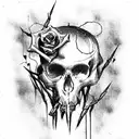 rose with thorns flame barbed wire brass knuckles skull tattoo design idea