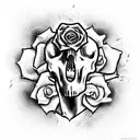 rose with thorns flame barbed wire brass knuckles skull tattoo design idea